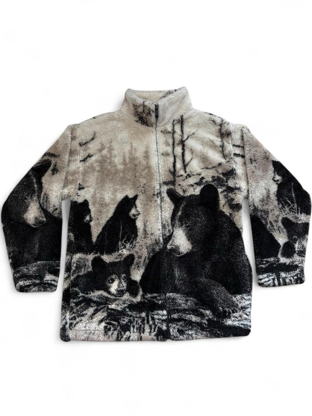 90s Black Mountain Bear Fleece Jacket